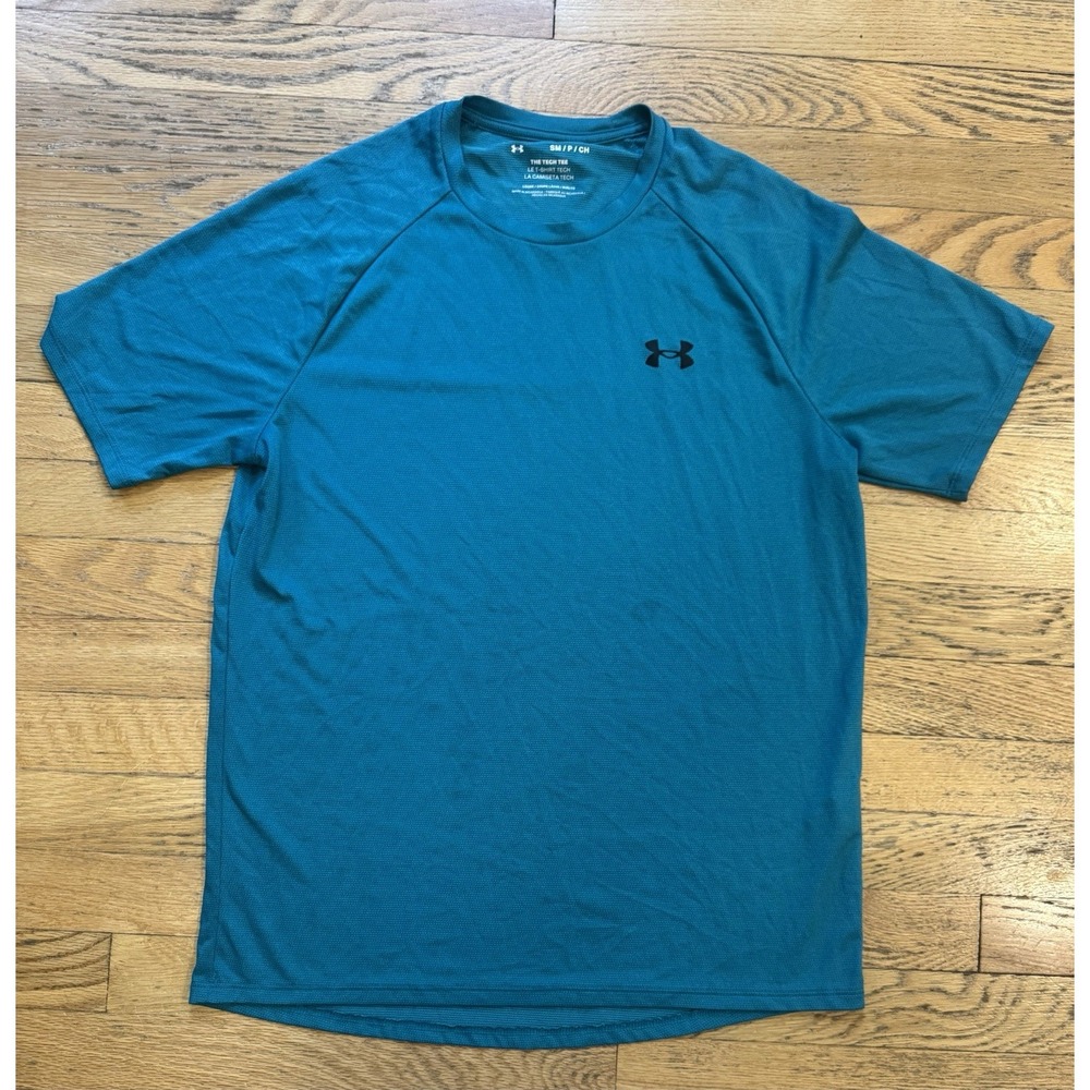 Men's Under Armour Tech Tee Blue/Green Athletic T-Shirt Size Small SM Loose